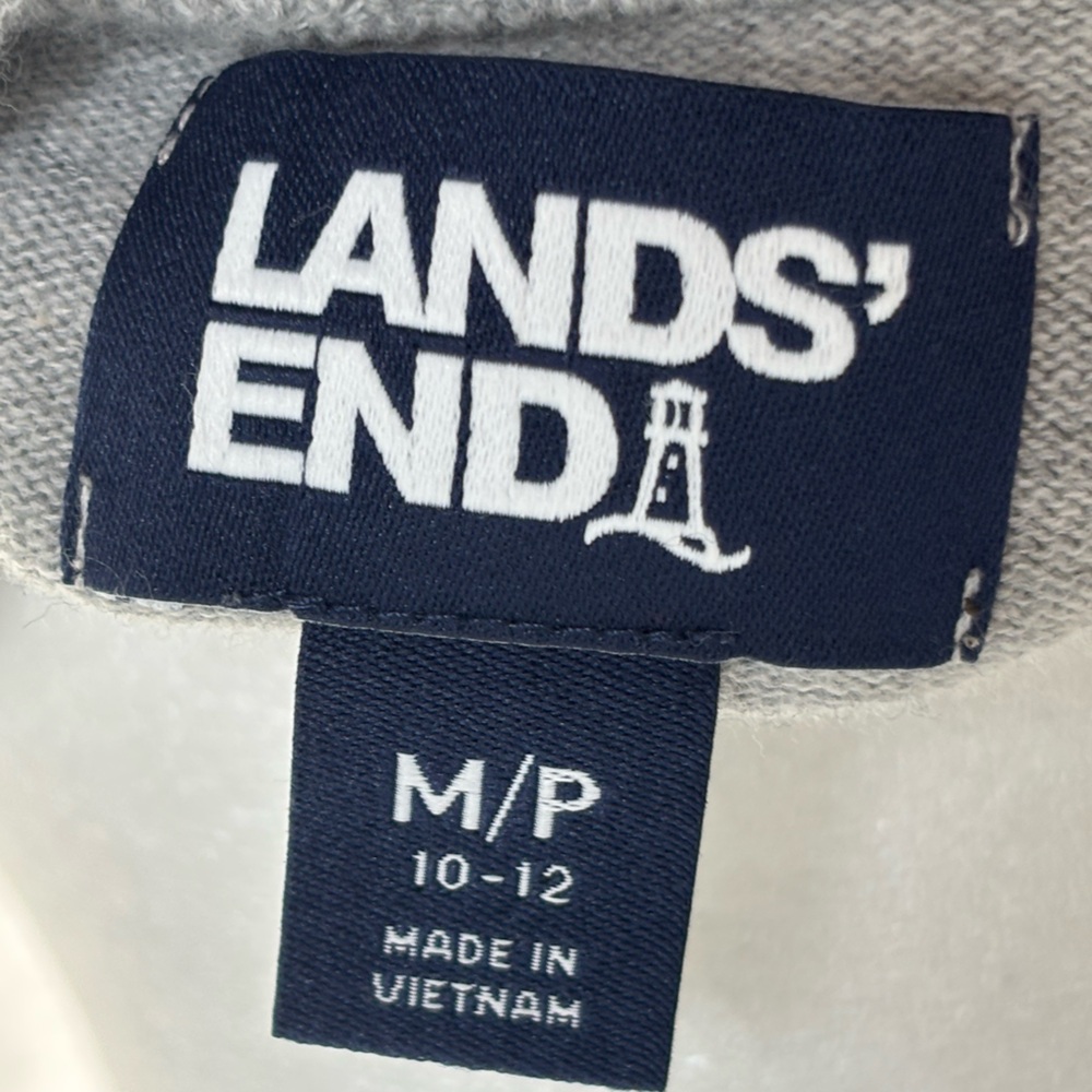 Land’s End Light Gray Button-Front Crewneck Cardigan Cotton - Picture 6 of 6